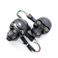 LED Motorcycle Turn Signal Lights, Personalized Skull 2 PCS Yellow  White