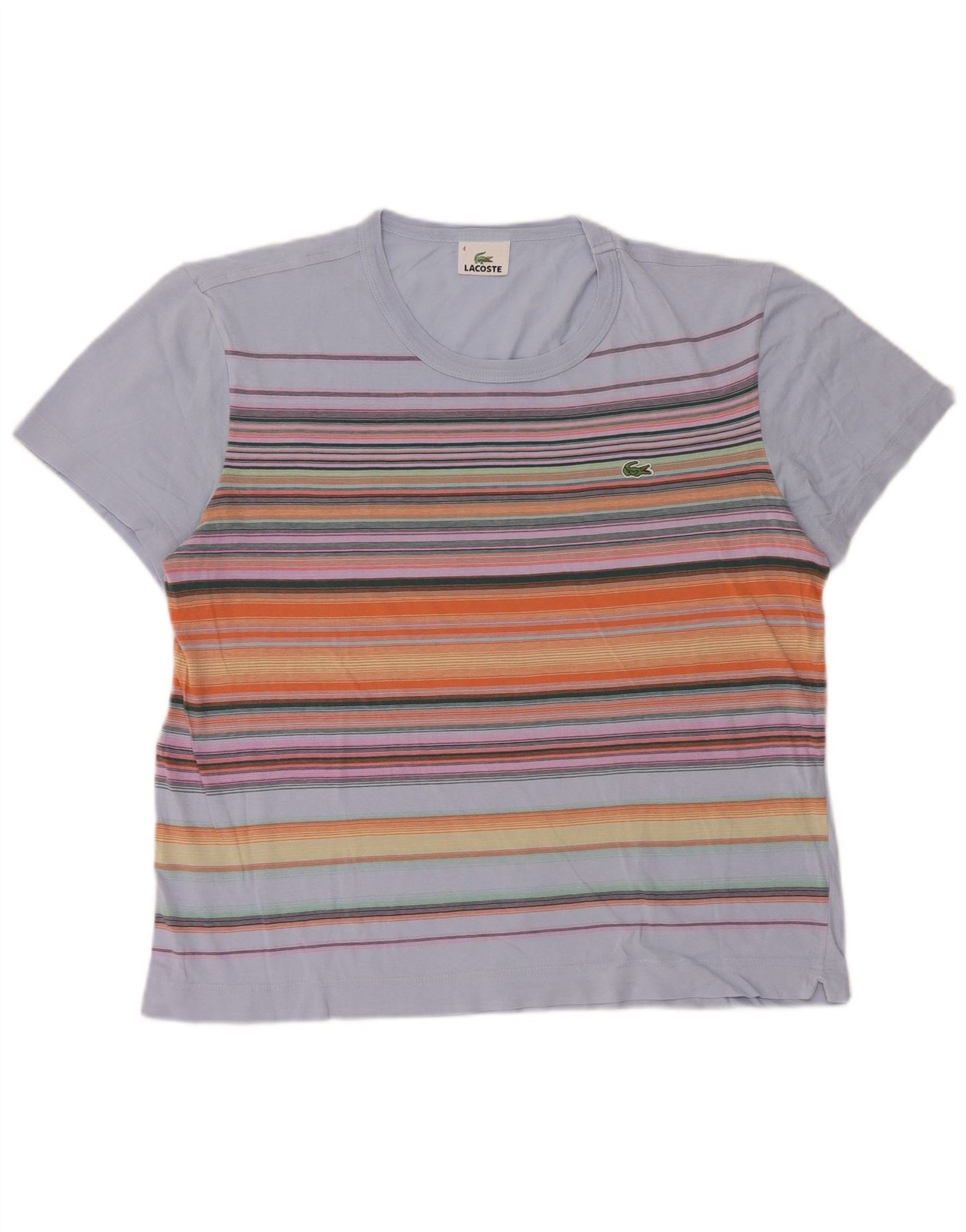 Lacoste Mens T-Shirt Top Size 4 Medium Blue Striped Cotton BL41