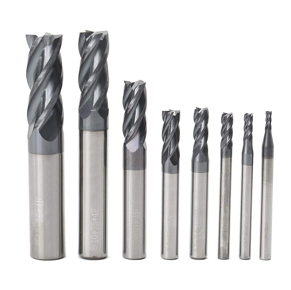 CNC End Mill Set, Carbide Tungsten Steel 4 Fultes Milling Cutter, Router Bits Ro