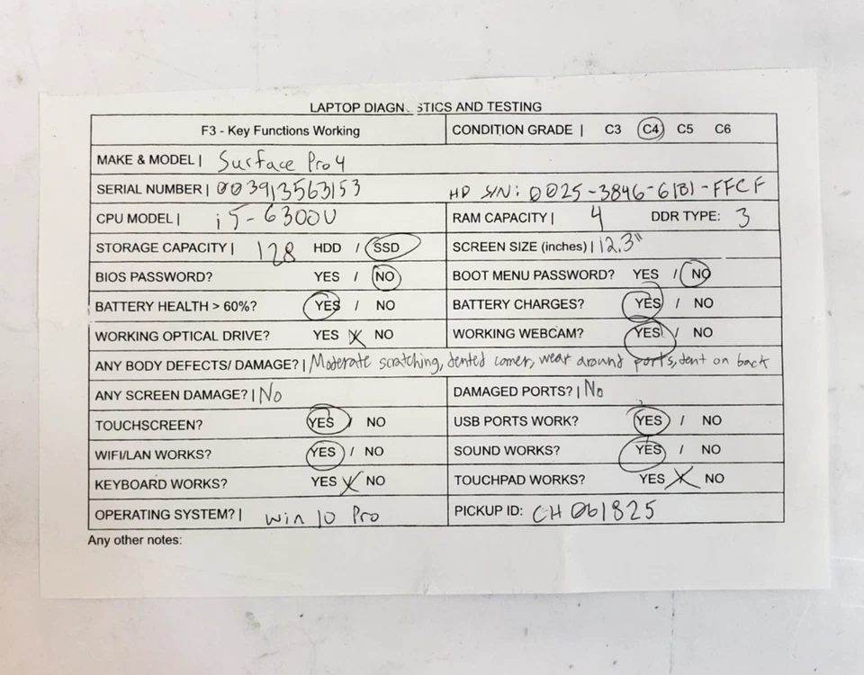 Lote de 3 Microsoft Surface Pro 4 12.3" i5-6300U 4GB RAM 128GB SSD Win 11 Pro Foto 2 de 4