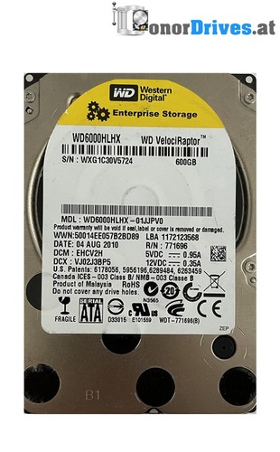 Western Digital WD6000HLHX-01JJPV0 - 600 GB - SATA -Pcb. 2060-771696-004 Rev. A*