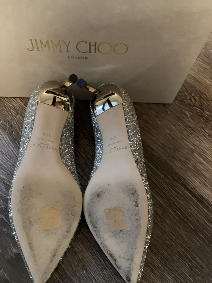 Auténtico Jimmy Choo Romy 85 Champagne/Glitter 7.5us/37.5 Foto 3 de 4