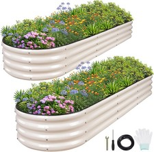 Galvanized Outdoor Raised Garden Bed Planter Box for Plants and Vegetables