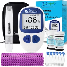 Blood Glucose Monitor Kit with 100 Test Strips & 100 Lancets, Blood Sugar Monito