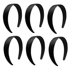 Satin Headbands 1.2in NonSlip Hard Hair Bands for Women Girls 6Pack Black