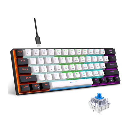 Snpurdiri 60% Mini Gaming-Tastatur RGB-Beleuchtung Blaue Schalter