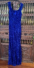 Sequin, Split Hem Dress, Elegant Royal Blue