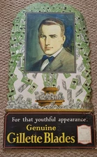 VTG Gillette Blades Safety Razor Sign Counter Display Advertising Point Of Sale