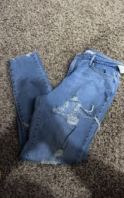 Size 29 721 high rise skinny Levi Jeans pants raw hem rips medium rinse 