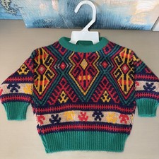 Vintage Multicolored Baby Cardigan 90s Colorful Baby Toddler 12-18 Months