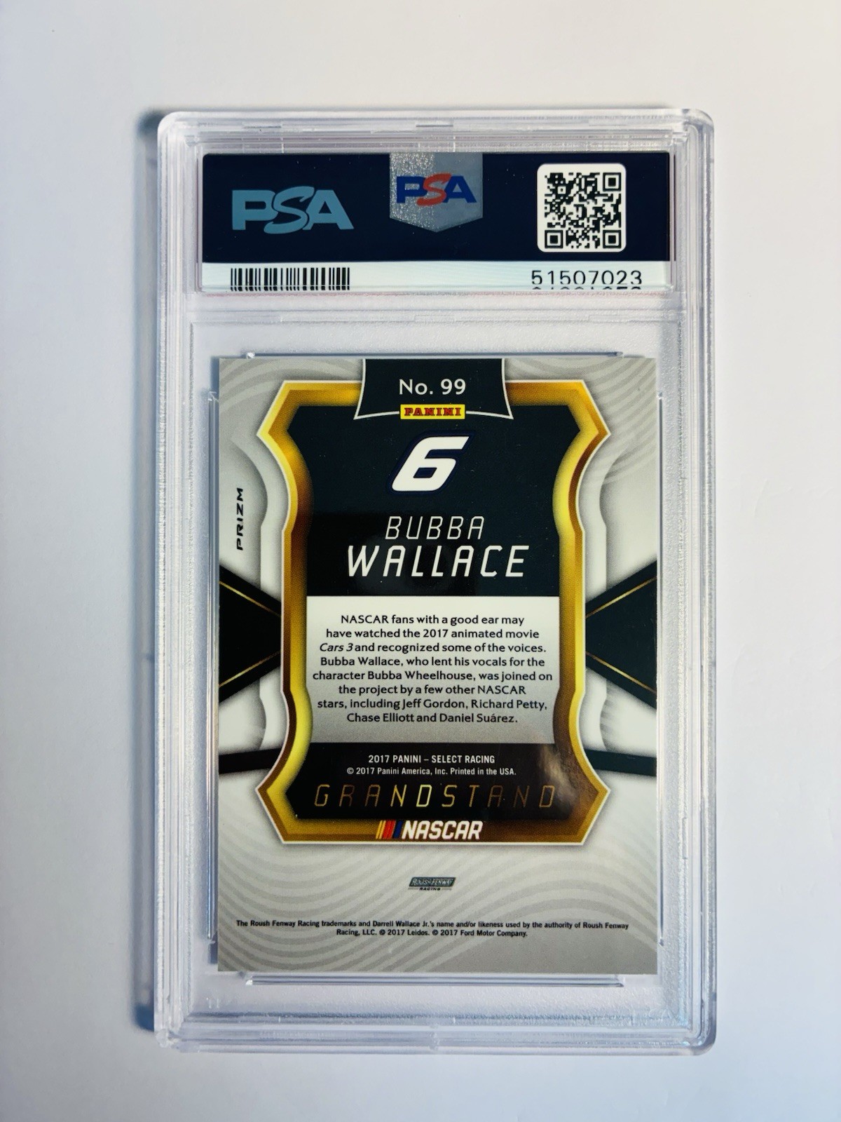 2017 PANINI SELECT RACING #99 Bubba Wallace ⭐️PSA 9 Mint Silver Prizm🔥Nice view 2