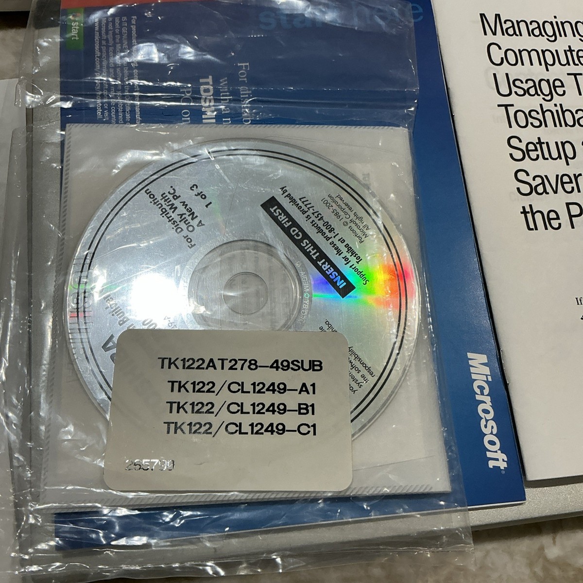 Toshiba Portege 2000 Mobile Pentium III 750Mhz Windows XP