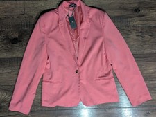 Jeans By Buffalo Women's Bright Coral Blazer Single Gold Button Size Large NWT
