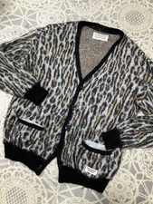 WACKO MARIA Leopard Pattern Mohair Blend Cardigan L