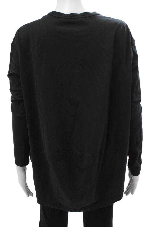 Túnica de mujer Lululemon cuello en V manga larga negra algodón pima talla 6 Foto 3 de 4