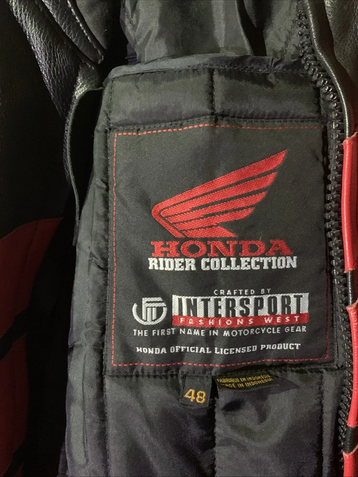 Jaqueta de corrida de couro rara Honda anos 90 produto oficial licenciado, masculina tamanho 48 - Imagem 3 de 4