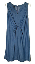 Talbots Blue Cotton with Front Tie V-Neck Sleeveless Women Dress Size 2 NWT