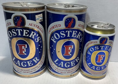 Foster's Lager Empty Beer Can Lot 3x Melbourne Vintage