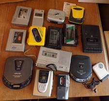 Lot of 15 Miscellaneous Vtg Personal Stereo Cassette CD Players AS IS Condition