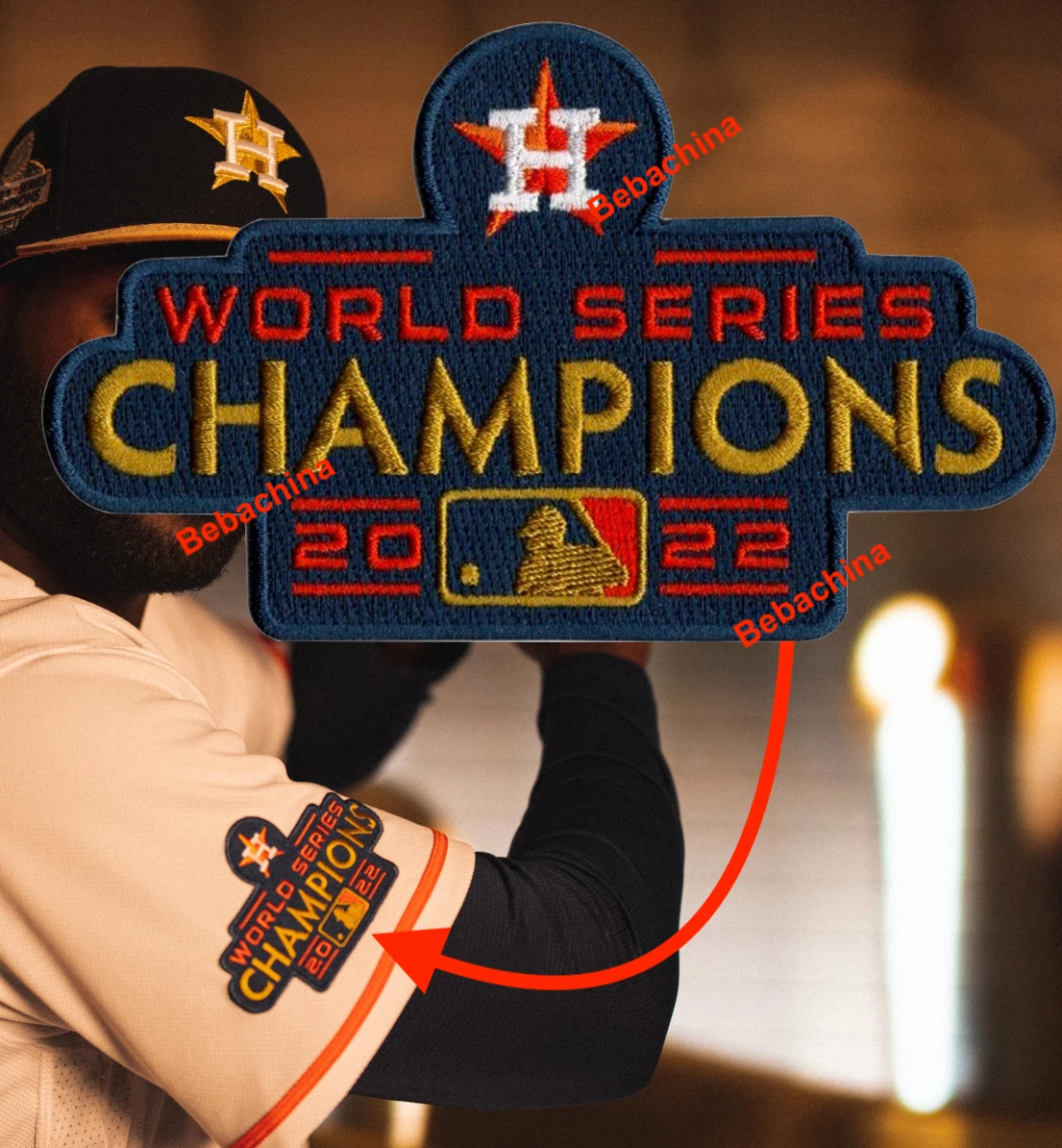 HOUSTON ASTROS 2022 WORLD SERIES CHAMPIONS!! JERSEY STYLE PATCH LICENSED MLB