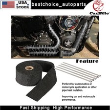 Exhaust Wrap Manifold Header Pipe Heat Tape5 Ties Fiberglass For Muscle Car Atv