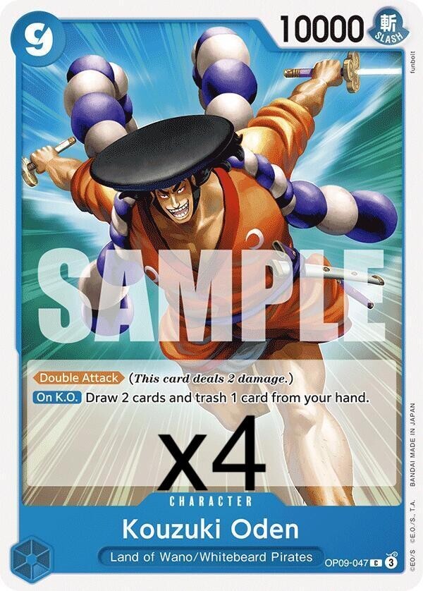 4X One Piece Card Game Kouzuki Oden OP09-047 Common NM