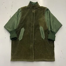 Vintage 80s FoxRun Two Plaid Lined Coat Jacket Green Full Zip Up Womens Size LG