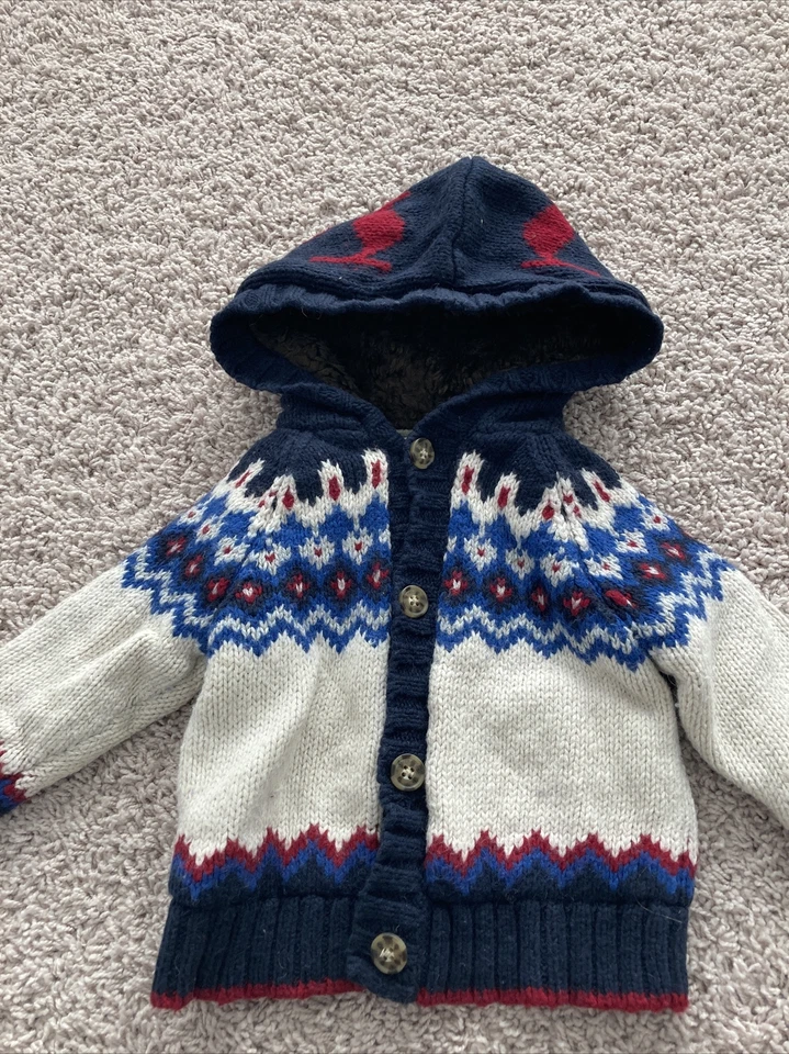 Детский хлопковый свитер толстовка с капюшоном American Eagle 77 размер 12-18 месяцев на пуговицах  - Изображение 2 из 4