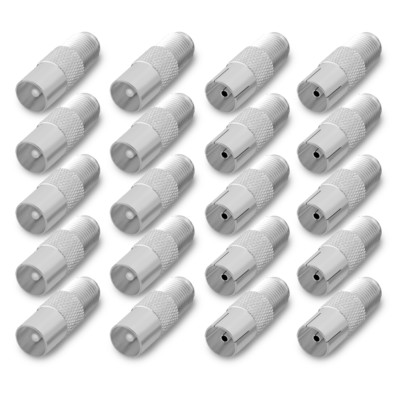 TV Adapter IEC 9,5 mm 10 Stecker + 10x Kupplung Set F Buchse Antennen Sat 9,5mm