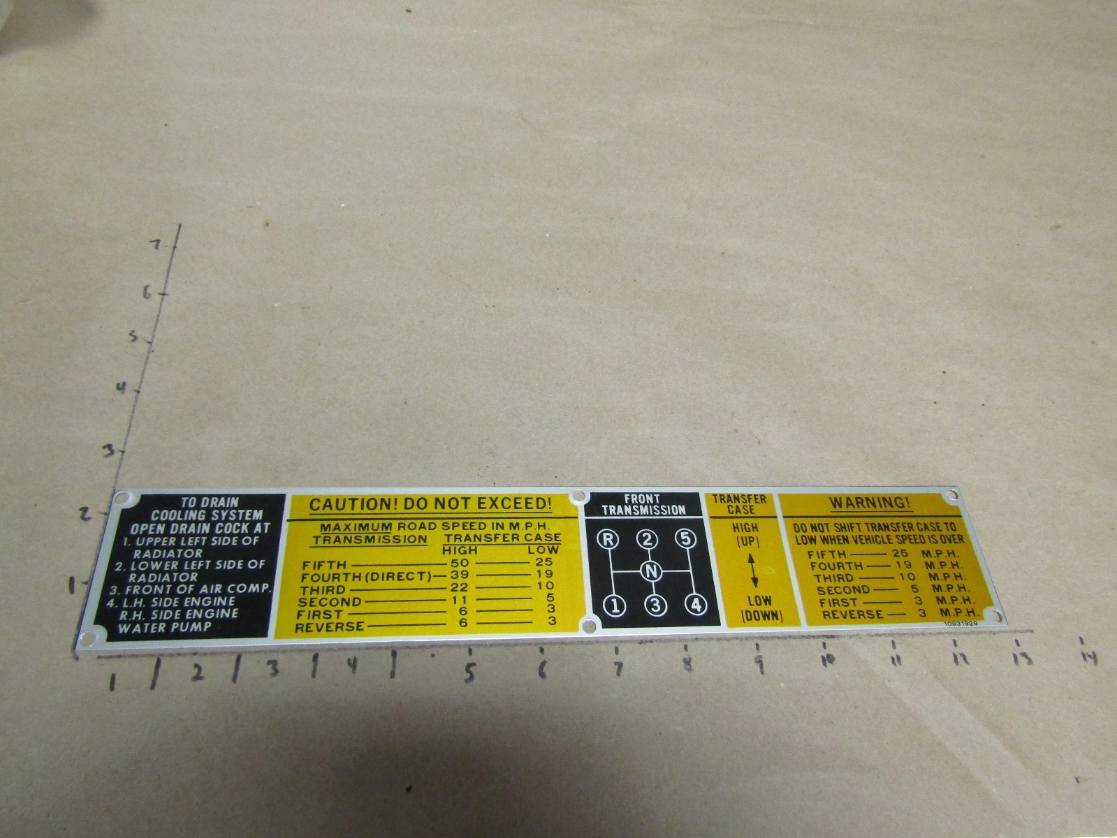 Military Truck M35 M939 2 1/2 ton 5 ton NOS shift plate (P101) | eBay