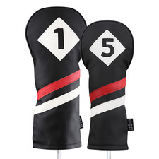 Majek Retro Golf 1 5 Driver Wood Headcover Black Red White Leather Style