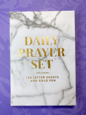 Eccolo Town Street Arts Daily Prayer Set Keepsake Box Gold Pen Christmas Gift