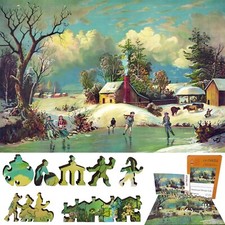 Wooden Jigsaw Puzzle for Adults by FoxSmartBox -212 Pieces- American Winter Life