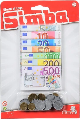 Simba Euro Spiel Geld Set Kinder Spielzeug Kaufladen Zubehör Kinderspielgeld