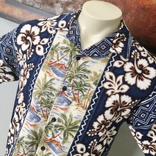 Vtg ODO Short Sleeves Hawaiian Men's Shirt Sz M Button Front Floral USA Made..