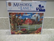 Master Pieces Memory Lane 1000 Pc Puzzle 27x 19 Red Barn Horse Country