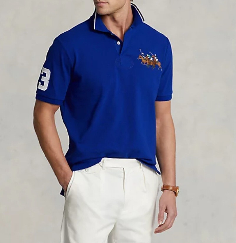 🔥$125🔥Polo Ralph Lauren Men's Triple Pony Mesh Polo Shirt Custom