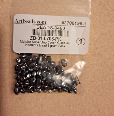 BRAND NEW MATUBO SUPER UNO CZECH GLASS JET HERMATITE BEADS 8 GM PACK