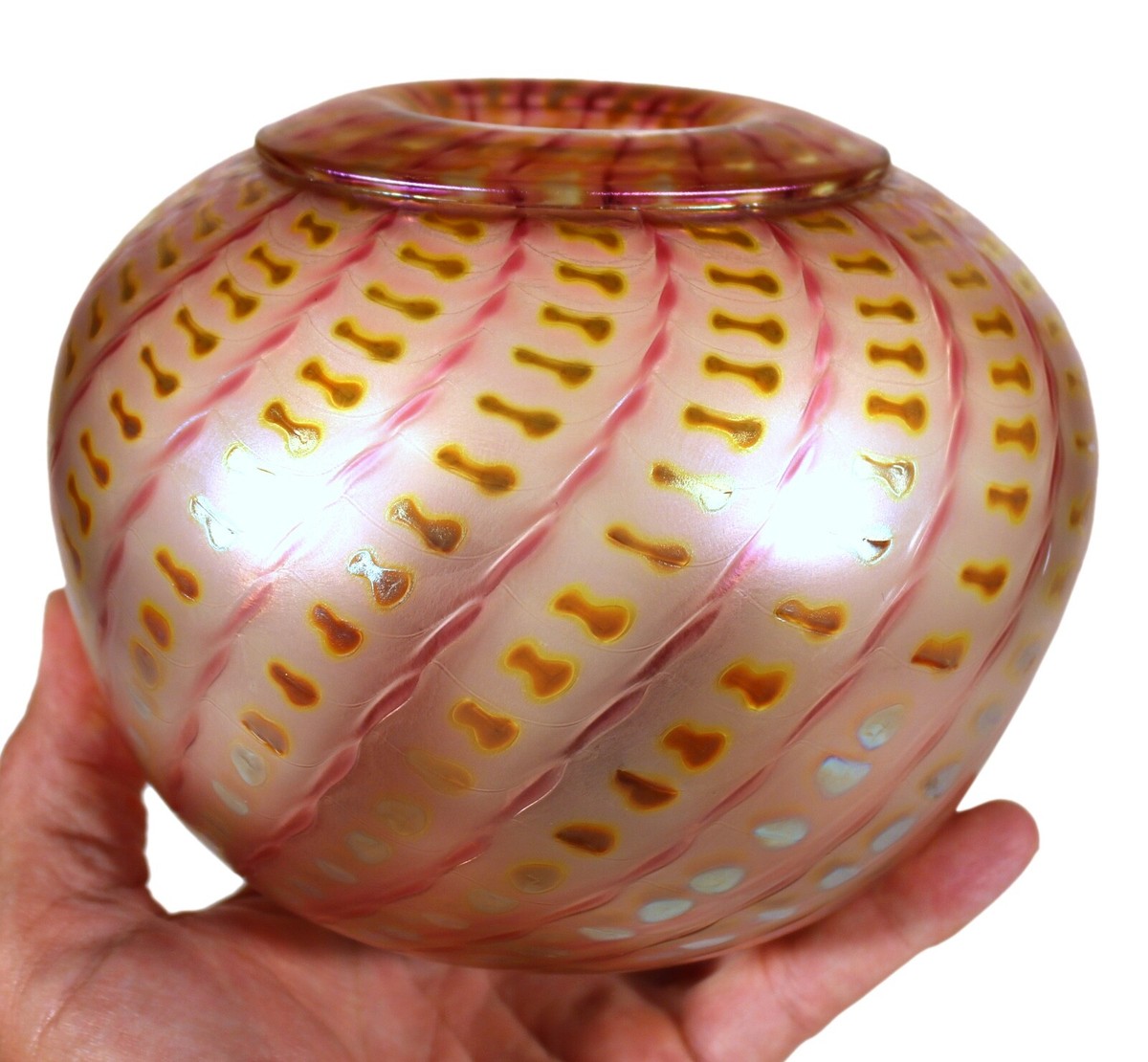 工芸品 Japanese Vintage Pink Aurora Glass Vase Japanese Vintage Pink Aurora Glass Vase 工芸品