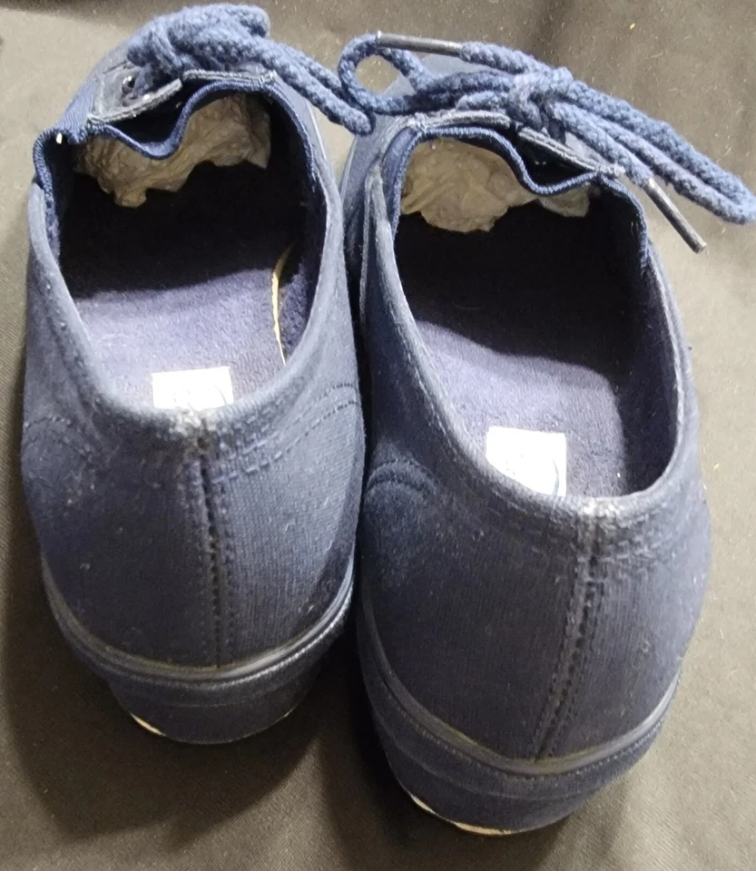 Zapatos saltamontes para mujer 8 cuña baja con cordones informales Oxford azul lona Foto 4 de 4