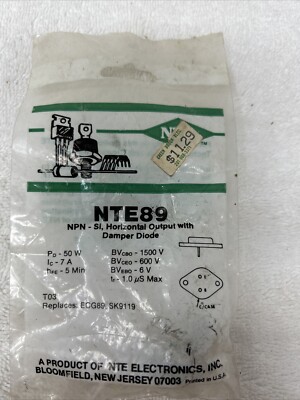 NTE Electronics NTE89 Damper Diode NOS