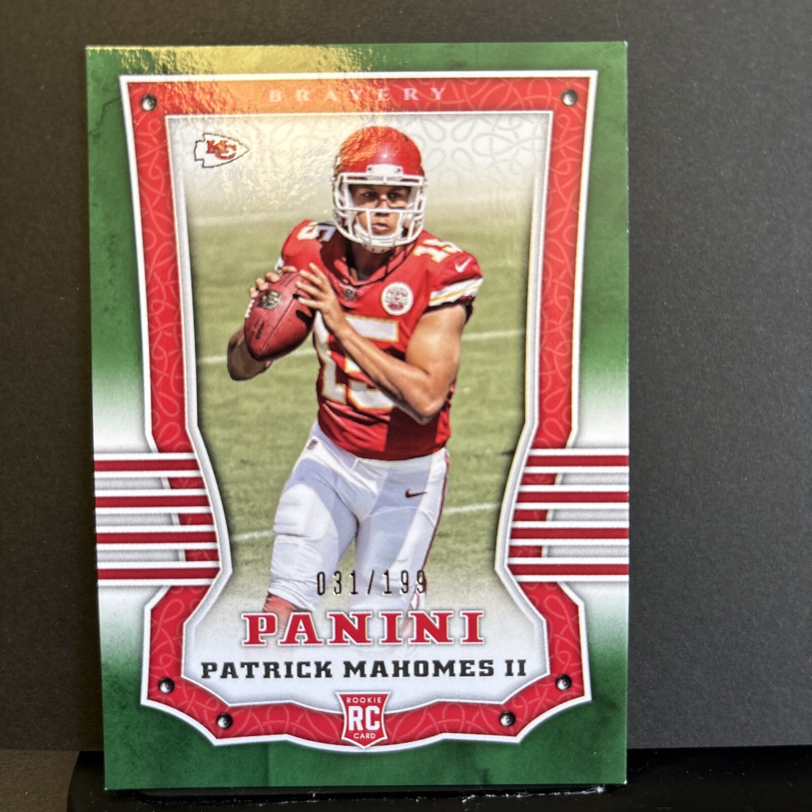 Patrick Mahomes 2017 Panini #104 Bravery Parallel /199