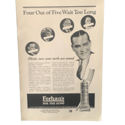 Vintage 1923 Forhan s Teeth are Sound Ad Advertisement