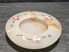 Marble Stone Ashtray Inlaid Leaves Home Table Decor