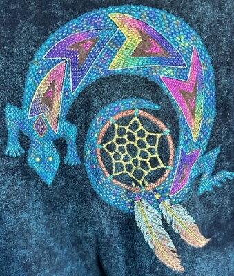 Vintage 90s Baggy Crewneck Southwest Navajo Patina Dyed Sweatshirt XL Lizard