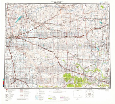 Soviet Russian Topographic Map Poster AMARILLO TEXAS USA 1:500K Ed.1981 REPRINT