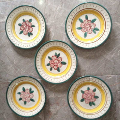 Vtg Set of 5 Stangl Pottery Terra Rose Mountain Laurel Bread Plates AS IS