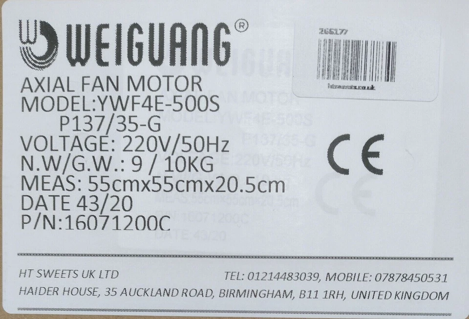 Axial Fan Motor Condenser Evaporator  Commercial  500mm Suction,500S-G - Image 3 of 4