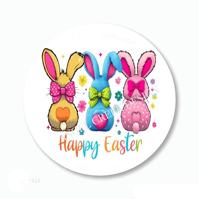TRIO HAPPY EASTER BUNNIES PARTY FAVORS SCRAPBOOK STICKERS LABELS ENVELOPE SEALS