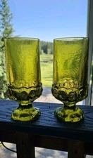2 Franciscan Tiffin Maderia Iced Tea Goblets Olive Green 6.5"  10 OZ.